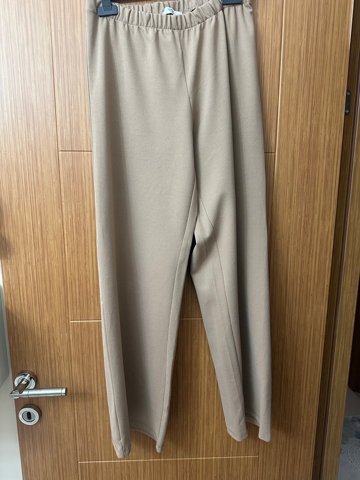 Bej Kadın Volanlı Salaş tunik ve pantolon - Görsel 3