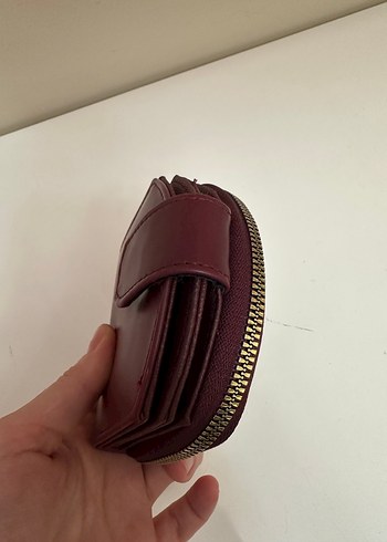 Bordo Deri Kadın Cüzdanı Tokalı - Görsel 2