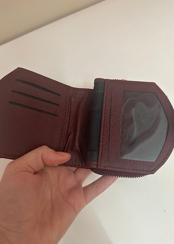 Bordo Deri Kadın Cüzdanı Tokalı - Görsel 3