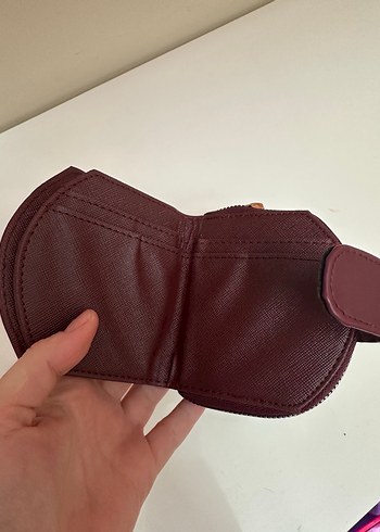 Bordo Deri Kadın Cüzdanı Tokalı - Görsel 4
