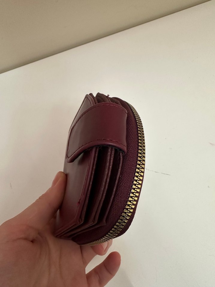 Bordo Deri Kadın Cüzdanı Tokalı - Görsel 2