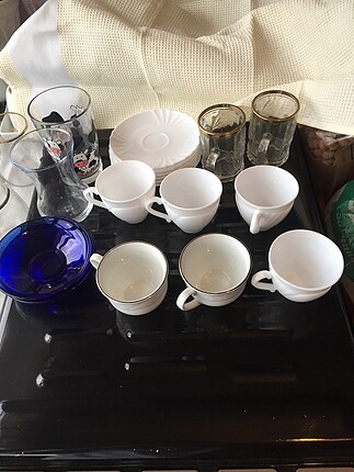 Kahve fincanı + çay bardağı +su bardağı