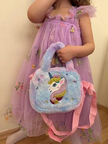  Beden Unicorn detaylı peluş çanta