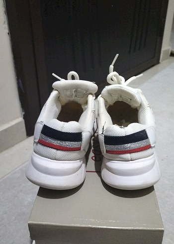 Beyaz Bağcıklı Stiletto Topuklu Kadın Spor Ayakkabı - Görsel 3