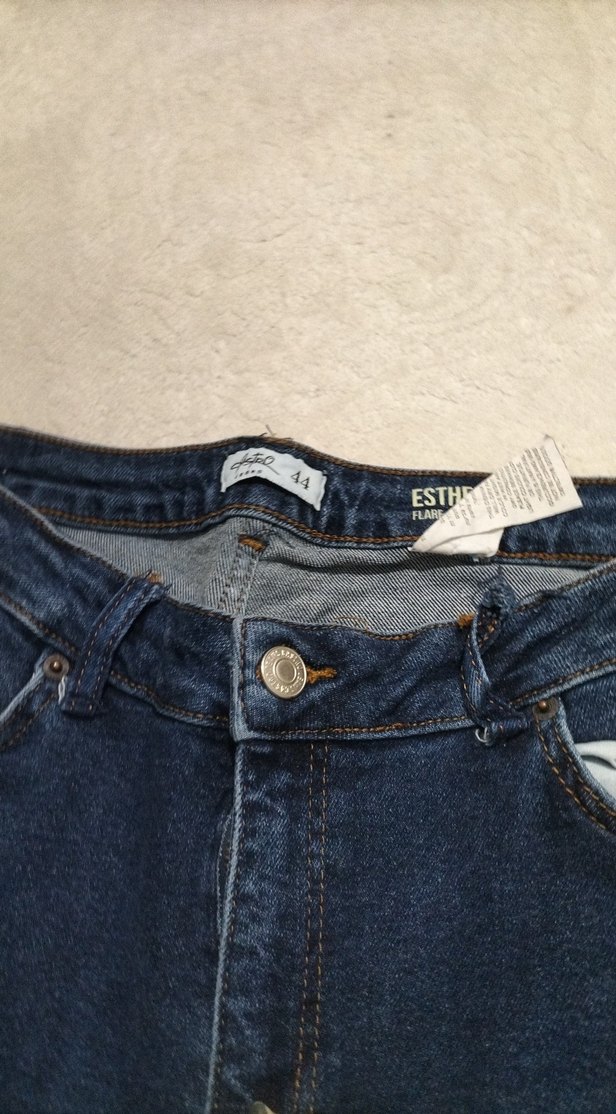 Kadın Koyu Mavi Midi Boy Bol Kesim Kot Pantolon - Görsel 3