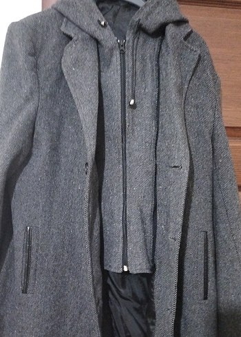 Gri Düğmeli Erkek Midi Kaban - Görsel 4