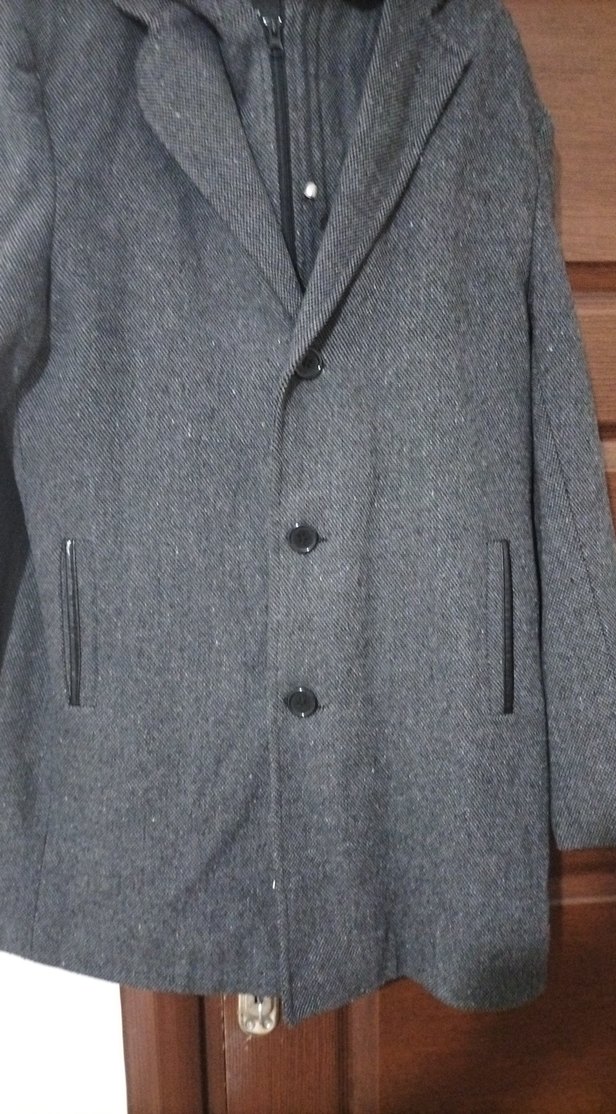 Gri Düğmeli Erkek Midi Kaban - Görsel 3