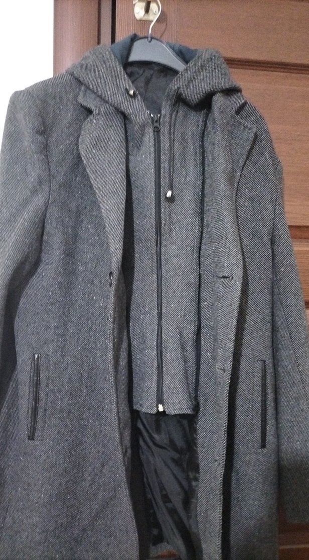 Gri Düğmeli Erkek Midi Kaban - Görsel 4