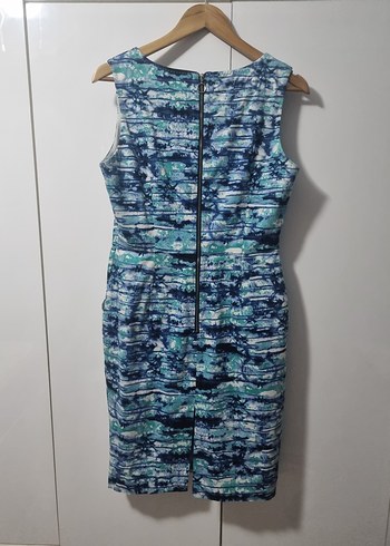 Marks & Spencer M&S Mavi Desenli Piliseli Midi Elbise