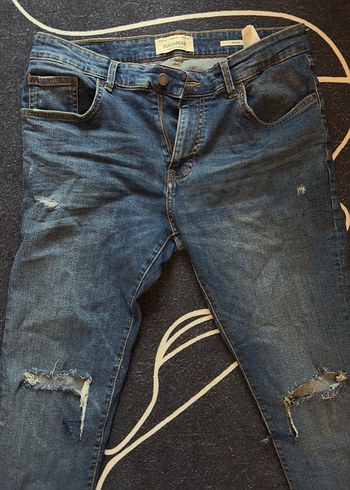 Kadın Mavi Denim Regular Fit Yırtık Jean - Görsel 2