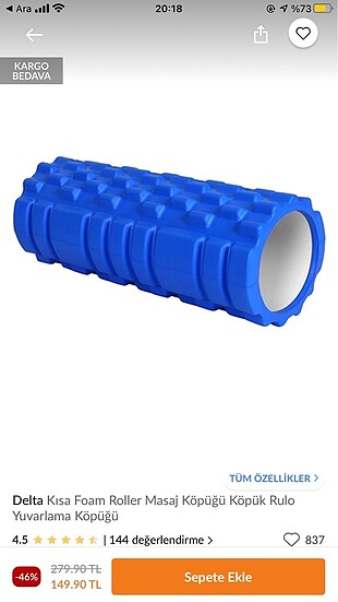 Delta Kısa Foem Roller Masaj Köpüğü