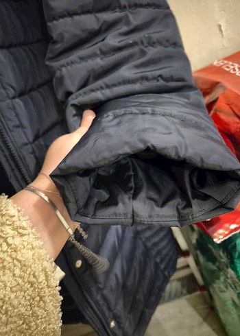 Kadın Lacivert Midi Kışlık Fermuarlı Mont - Görsel 4