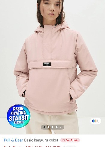 Pull & Bear Basic Pembe Kanguru Ceket
