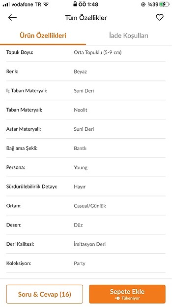 39 Beden Beyaz taşlı topuklu ayakkabı