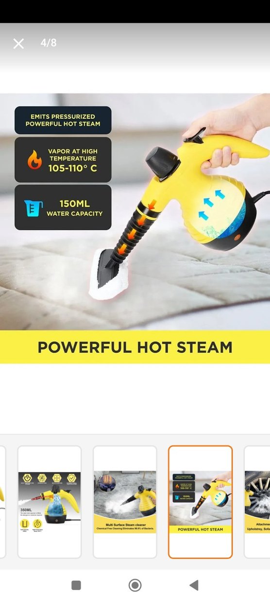 Sarı El Tipi Buharlı Temizleyici Seti - Görsel 3