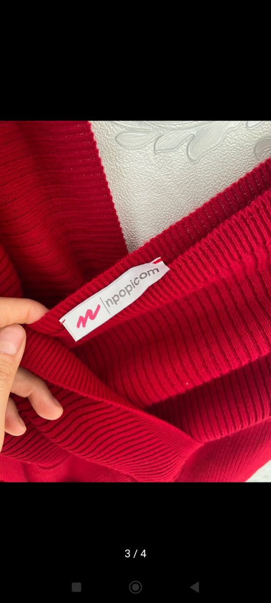 Bordo Uzun Kollu V Yakalı Triko Elbise - Görsel 3