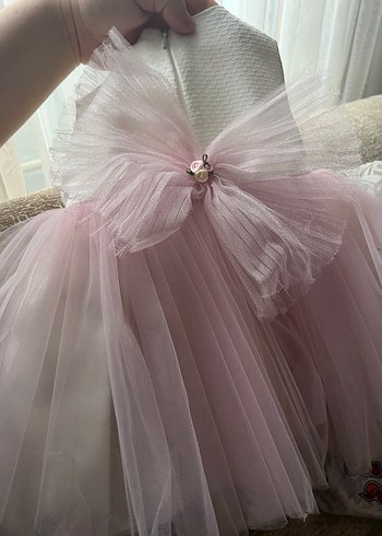 Pembe Nakışlı Kolsuz Kız Çocuk Elbisesi - Görsel 2