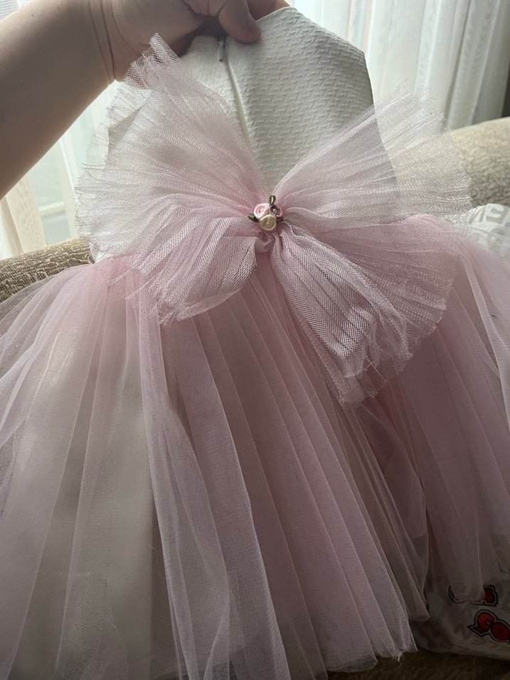 Pembe Nakışlı Kolsuz Kız Çocuk Elbisesi - Görsel 2