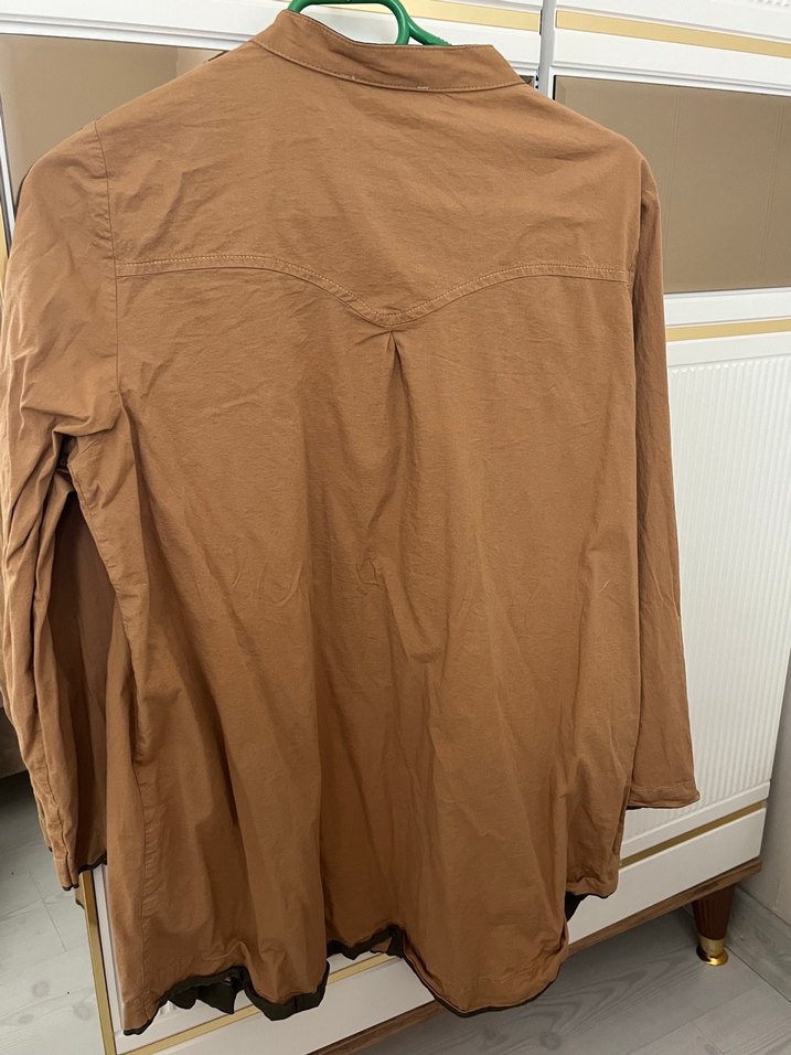 Düğmeli Kahverengi Kadın Keten Gömlek berika yıldırımın üründür - Görsel 4