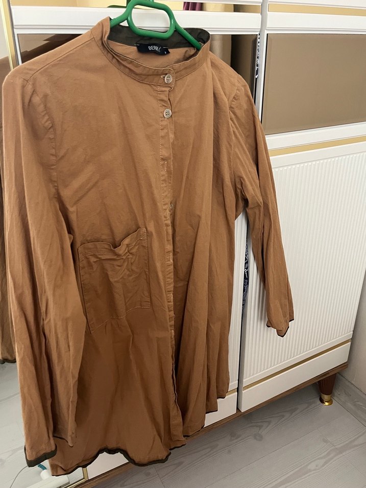 Düğmeli Kahverengi Kadın Keten Gömlek berika yıldırımın üründür - Görsel 2