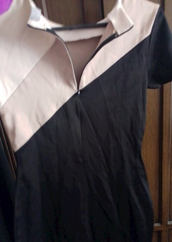 Drapeli Siyah-Beyaz Beymen ofis Elbise - Görsel 2