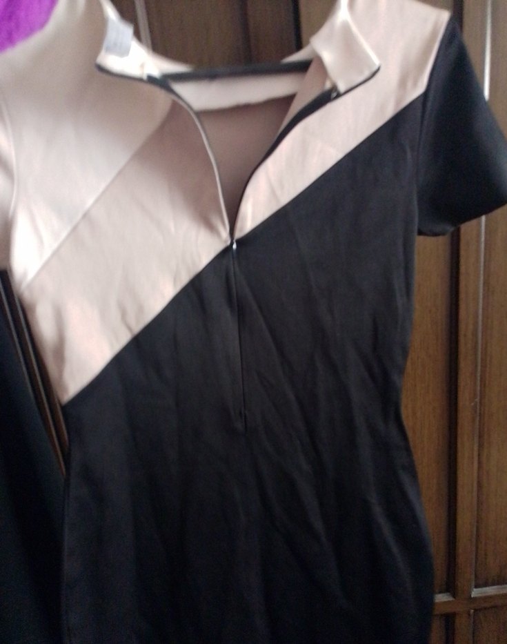 Drapeli Siyah-Beyaz Beymen ofis Elbise - Görsel 2