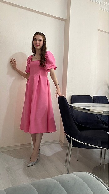 Trendyol & Milla balon kol pembe elbise