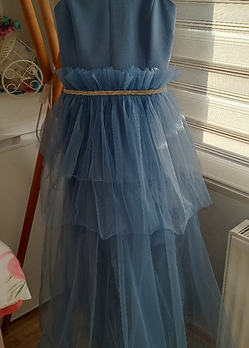 Zara Mavi Straplez Kat Katlı Kız Çocuk Elbisesi