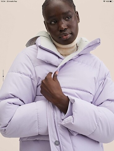 xs Beden Mango su geçirmez kapitone anorak mont