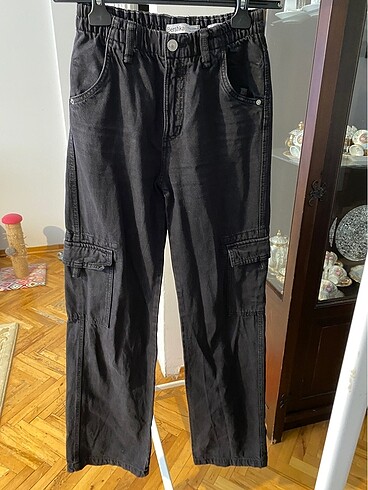 s Beden siyah Renk bershka beli lastikli boru paça kargo pantolon