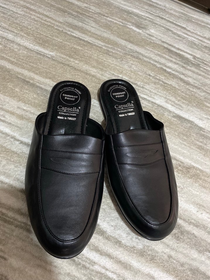 Erkek Siyah Klasik Tokalı damat Terliği - Görsel 4