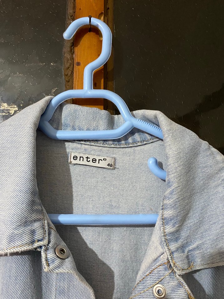 Düğmeli Kolsuz Bej Denim Ceket - Görsel 3