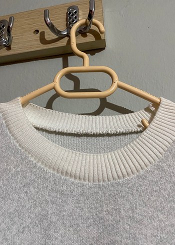 Gri Beyaz Örgü Kadın Sweatshirt - Görsel 2