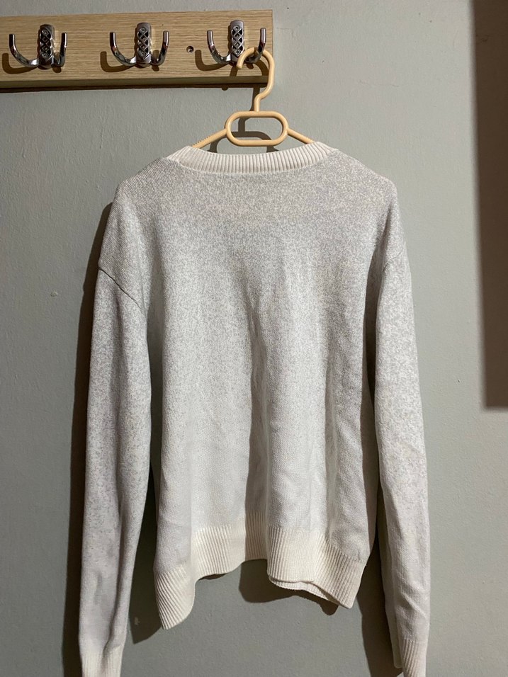 Gri Beyaz Örgü Kadın Sweatshirt - Görsel 3