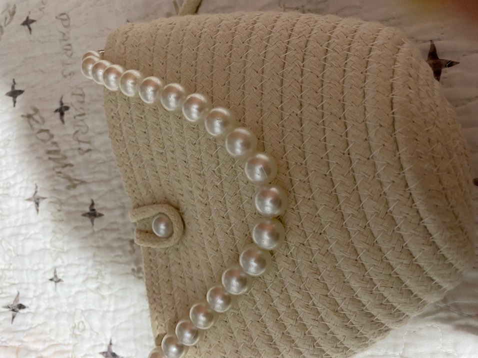 Boncuk Detaylı Beyaz Örgü Kadın Çanta - Görsel 2