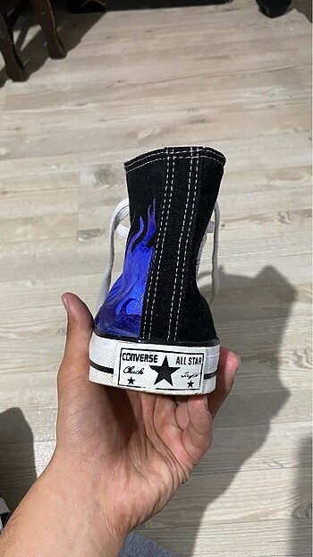 42 Beden siyah Renk Alev desenli converse