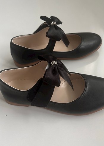 Siyah Fiyonk Detaylı Kız Babet Ayakkabı - Görsel 3