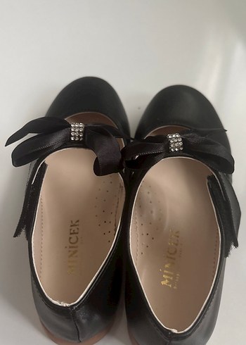 Siyah Fiyonk Detaylı Kız Babet Ayakkabı - Görsel 5