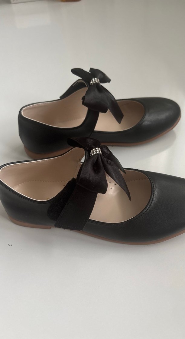 Siyah Fiyonk Detaylı Kız Babet Ayakkabı - Görsel 3