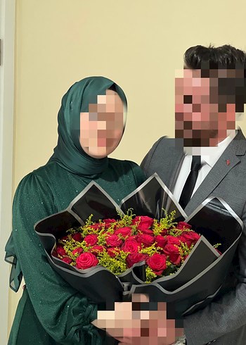 Uzun Yeşil Bohem Drapeli Abiye Elbise - Görsel 6