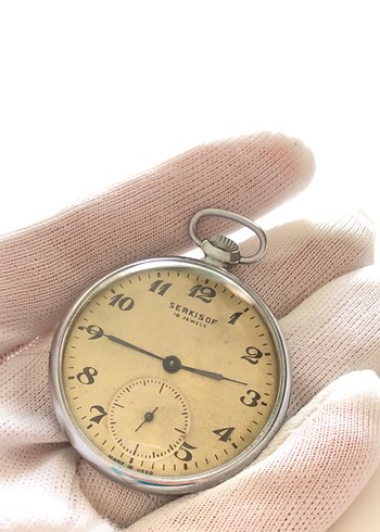 çelik Vintage Serkisof Cep Saati ay yıldız