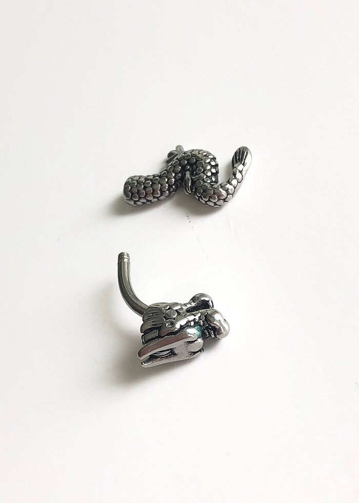 Gözleri mavi taşlı piercing çelik - Görsel 5