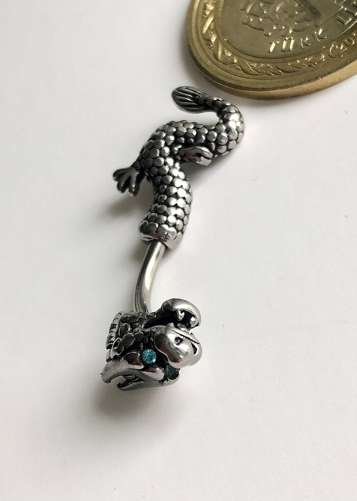 Gözleri mavi taşlı piercing çelik - Görsel 2