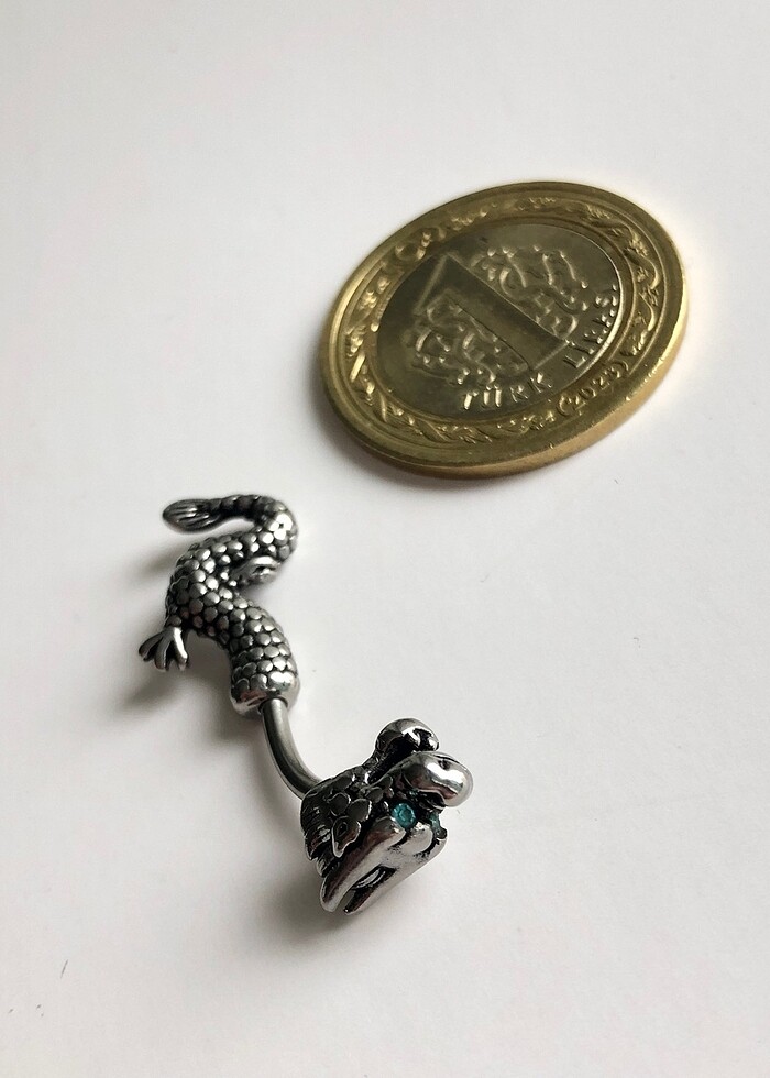 Gözleri mavi taşlı piercing çelik - Görsel 3