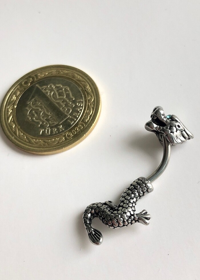 Gözleri mavi taşlı piercing çelik - Görsel 4