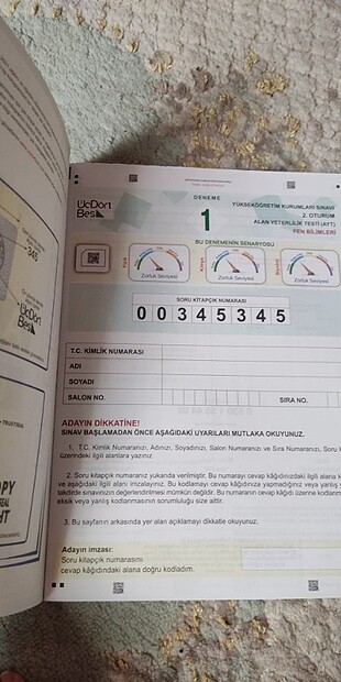 Beden Üç dört beş ayt fen bilimleri denemesi