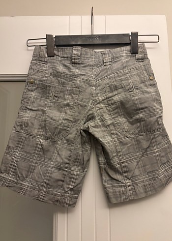 Erkek çocuk için Ekose Desenli Gri Keten Şort - Görsel 2