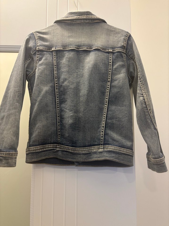 Kız Çocuk Gri Düğmeli Denim Ceket - Görsel 4