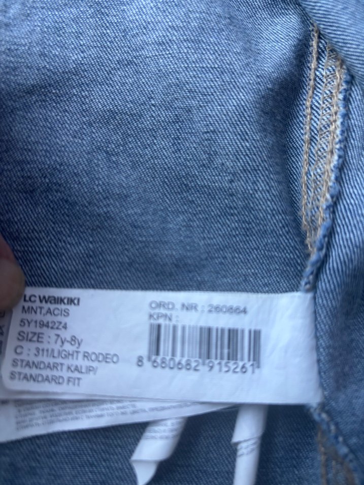 Kız Çocuk Gri Düğmeli Denim Ceket - Görsel 5