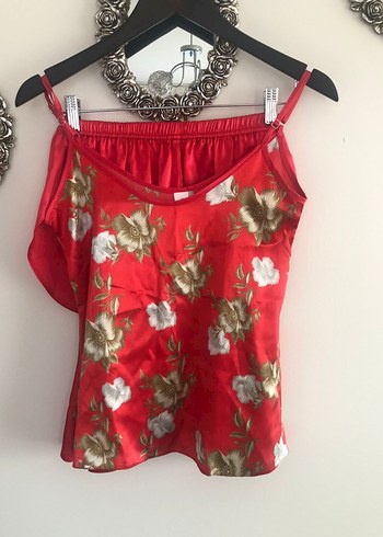 Penti Kırmızı Çiçek Desenli Uzun Kadın Sabahlık takımı - Görsel 2